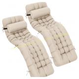 BLUE Tudomro 2 Pcs Outdoor Chaise Cushion, Beige