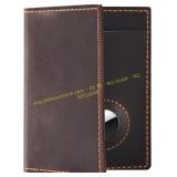 Genuine Leather Passport Holder with Airtag