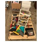Step stool, brooms, ice scrapers