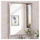 KeonJinn 24x32 Brushed Silver Vanity Mirror