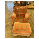 Upholstered chair with foot stool