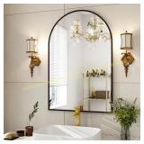 Arched Metal Framed Vanity Mirror Black