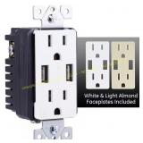 UltraPro 2-Outlet USB Receptacle, White/Almond