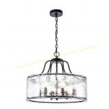 6-Light Matte Black Drum Chandelier