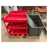 2 ct. metal carts, plastic tote