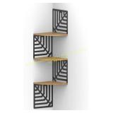 OYEFLY Corner Shelf Wall Mount 4 Tier (Black)