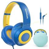 TONOSHARK Kids Wired Headphones w Mic (Blue)