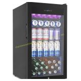 128 Cans Beverage Fridge, Glass Door, Black