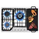 30" Gas Cooktop with Griddle, 5 Burners
