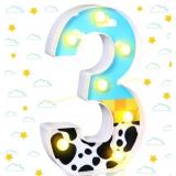 Rossesay LED Light Up Number 3 Birthday Sign, groa