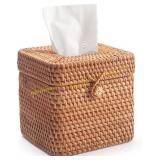 Rattan Tissue Box Cover, Natural 5.7" square