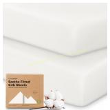 KeaBabies 2-Pack Organic Crib Sheets, White & 3 pa