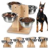 Elevated Dog Bowls, 4 Heights, Wood Bowl