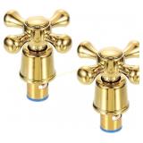 uxcell 2Pcs Faucet Tap Handle, Cold Knob, Gold