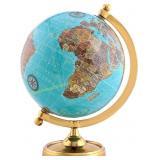 Rely+ Earth Light Blue Globe on Gold Stand, 6"