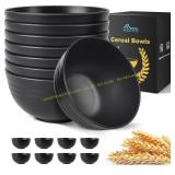 4ct HOTEC BPA Free Wheat Straw Bowls, 26oz, Black