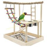 Hamiledyi Bird Playground Wood Perch Stand
