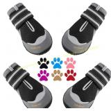 QUMY 4Pcs Dog Boots Large Dogs - Size 6 Black & to