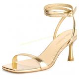 MIRAAZZURRA Kitten Heel Sandals Open Strappy