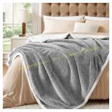 BEDELITE Sherpa Twin Blanket   60x80, Grey