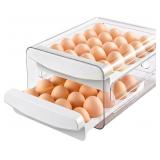 Egg Holder for Fridge, 2-Tier Organizer Drawer