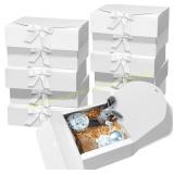 BoShahai 10 Gift Boxes with Lids, Kraft White