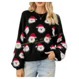 JUNBOON Leopard Knit Crew Neck Pullover ( m )