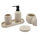 Beige Resin 5-Pc Bathroom Accessory Set