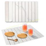 Stone Dish Drying Mat, 24x15, White Marble