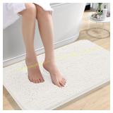 OLANLY 24x16 Chenille Bath Rugs, Ivory