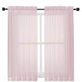 OWENIE Sheer Curtains 54" 2P Blush, Voile, photo a