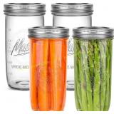 24oz Wide Mouth Mason Jars   4 Pack lids