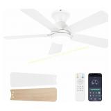 42-Inch Low-Profile Fan with Light, White