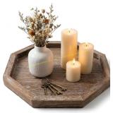 Rustic Candle Holder Plate   Boho Wood Tray