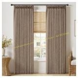 MIULEE Linen Curtains 90" 2 Panels, Brown
