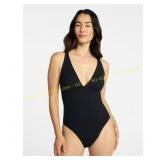 Time and Tru Ribbed Plunge Swimsuit L