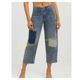 Jessica Simpson Cherry Patchwork Barrel Jeans 12.