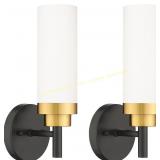 Emak Modern Wall Sconce, Black Gold, 2-Pack