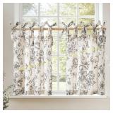 Jinchan Floral Linen Tier Curtains, 2 Panels