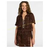 Time and Tru Palm Crochet Coverup Top, S (4-6)