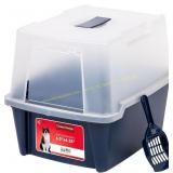 IRIS Covered Cat Litter Box with Scoop Navy