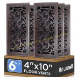 Howeall 4x10 Floor Register 6-Pack, Bronze