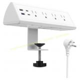 Desk Clamp Power Strip USB C, 4 Outlets