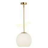 EFINEHOME Globe Pendant: White Glass, Brass