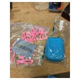 Blue case and pink birthday decorations