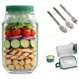Portable Side-Open Salad Jar with Lid