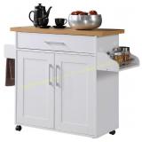 Hodedah Kitchen Island with Spice Rack