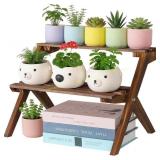 Rustic Wooden X-Frame Plant Stand, Dark Brown