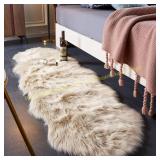 EasyJoy Faux Fur Chair Cover 2x6 Beige