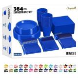 Dark Blue Plastic Dinnerware Set, 350 Pcs